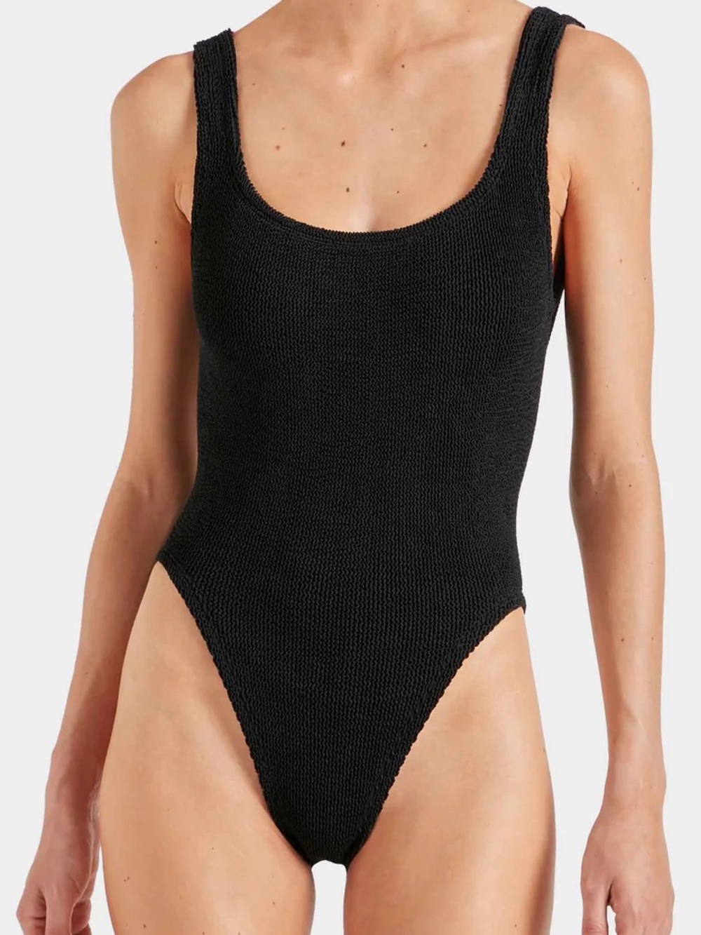 Hunza G Black Textured Scoop One-Piece Swimsuit